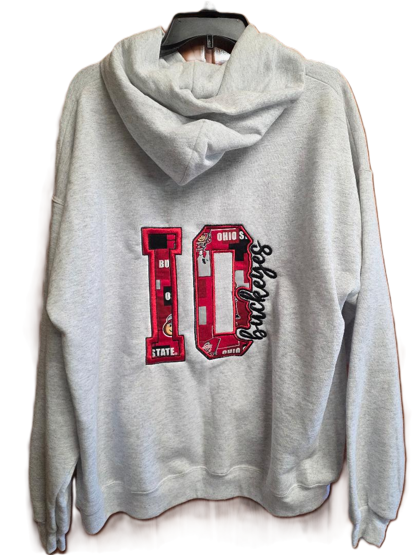 Hanes Ecosmart Hoodie Sweatshirt with OH  IO Embroidered and Applique
