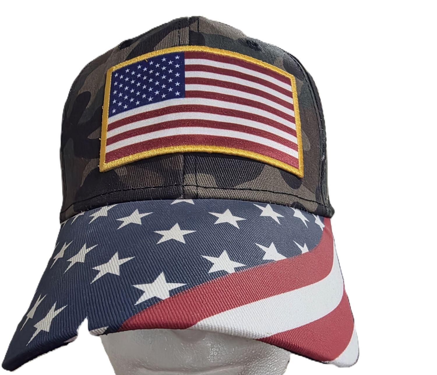 Patriotic 6 Panel Low Profile Baseball Cap With USA Flag
