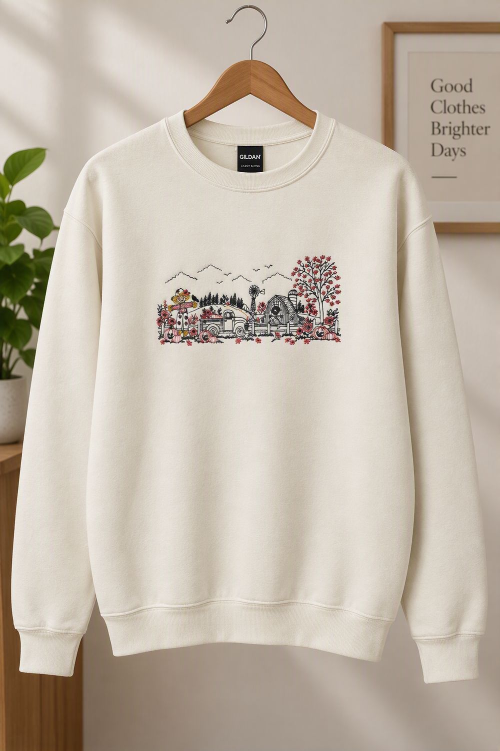 Hammer Maxweight Crewneck Sweatshirt with a Fall Farm scene