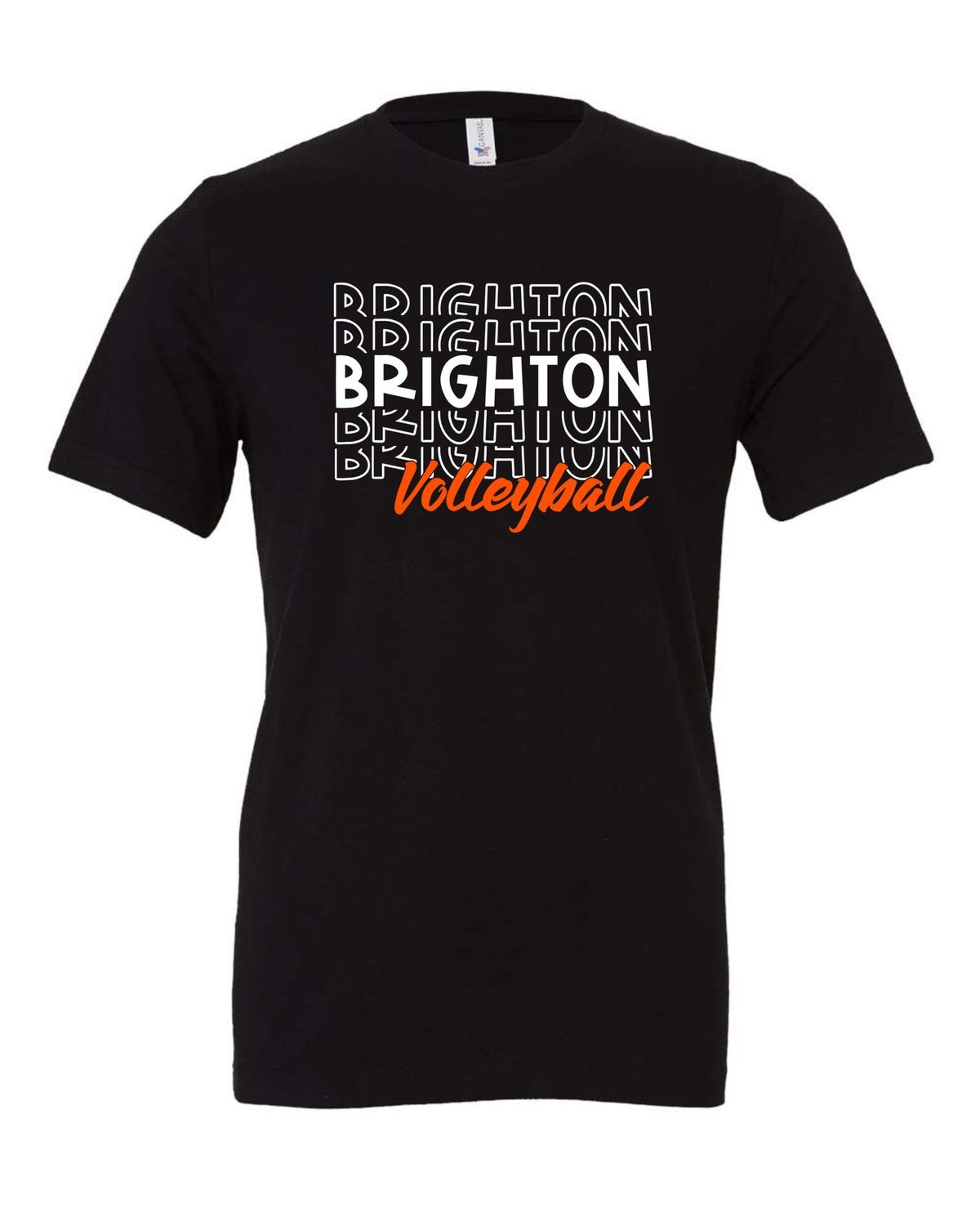 Brighton Volleyball Premium Tee - Repeat Design, Color: Black, Size: Adult 2X-Large