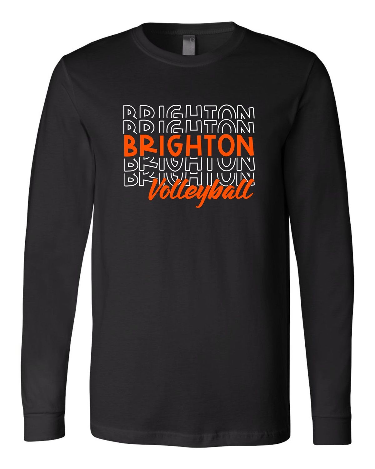 Brighton Volleyball Premium Long Sleeve Tee - Repeat Design, Color: Black, Size: Adult 2X-Large
