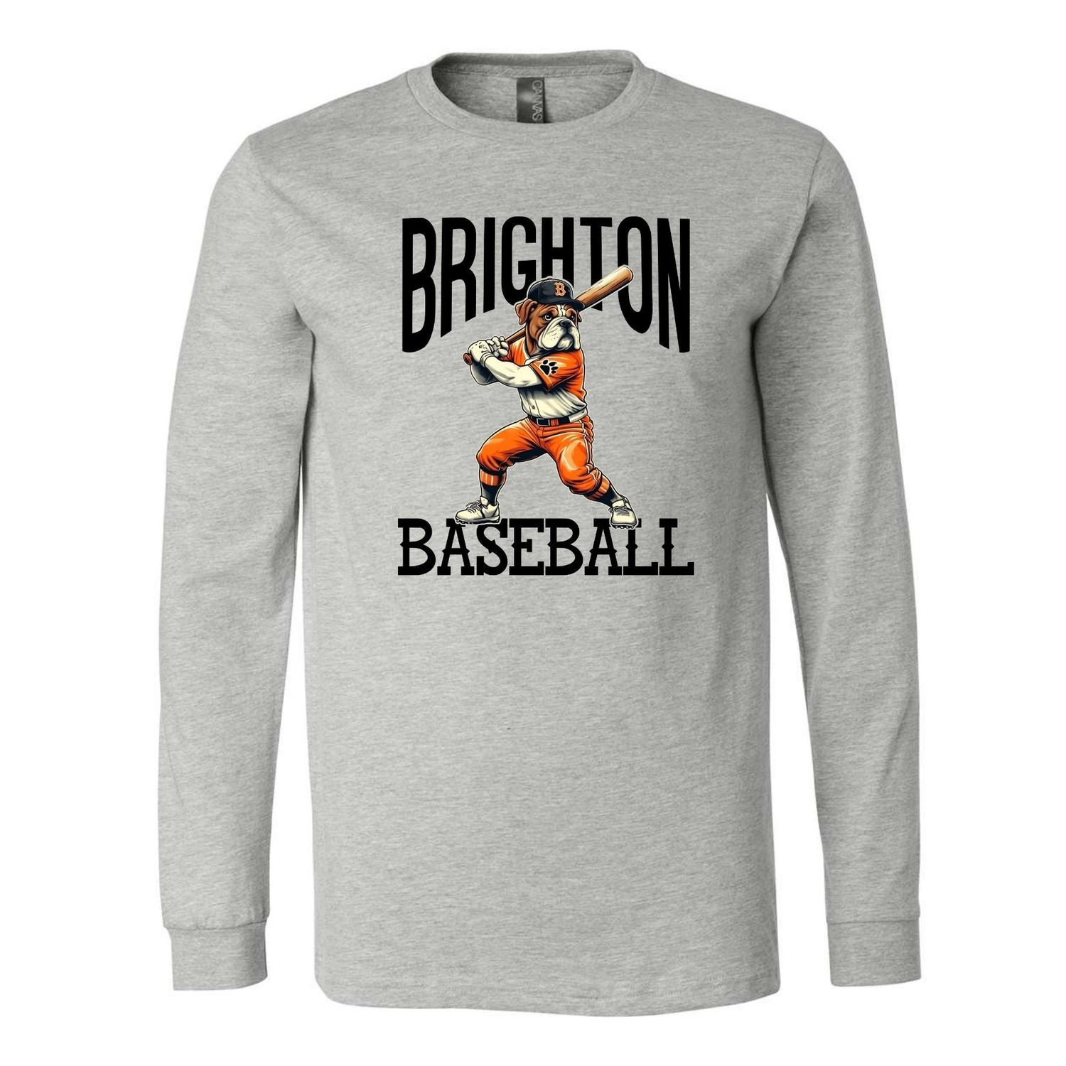 Brighton Basball Premium Long Sleeve Tee, Color: Athletic Heather, Size: 2X-Large
