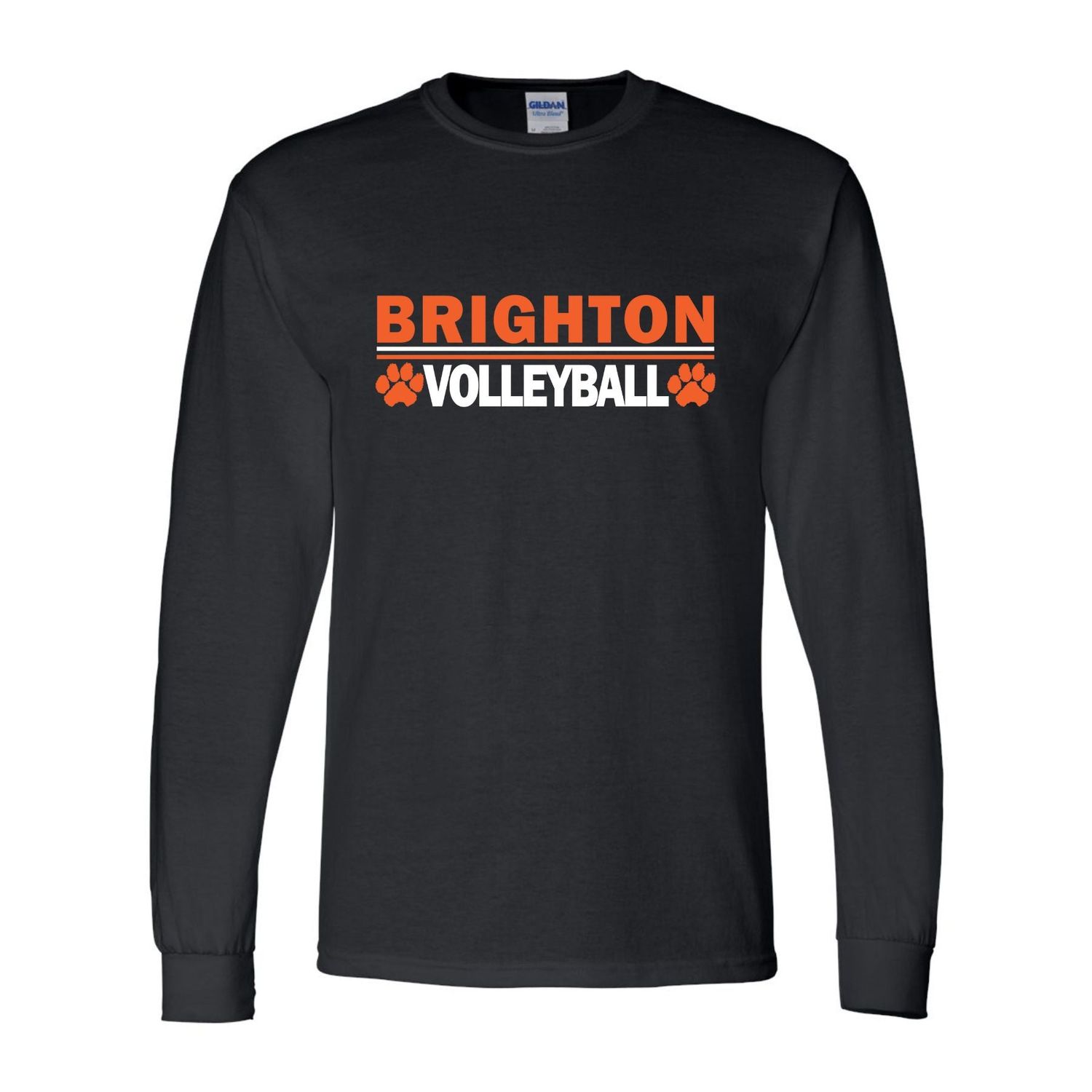 Brighton Volleyball Basic Long Sleeve Tee BV1, Color: Black, Size: Adult 2X-Large