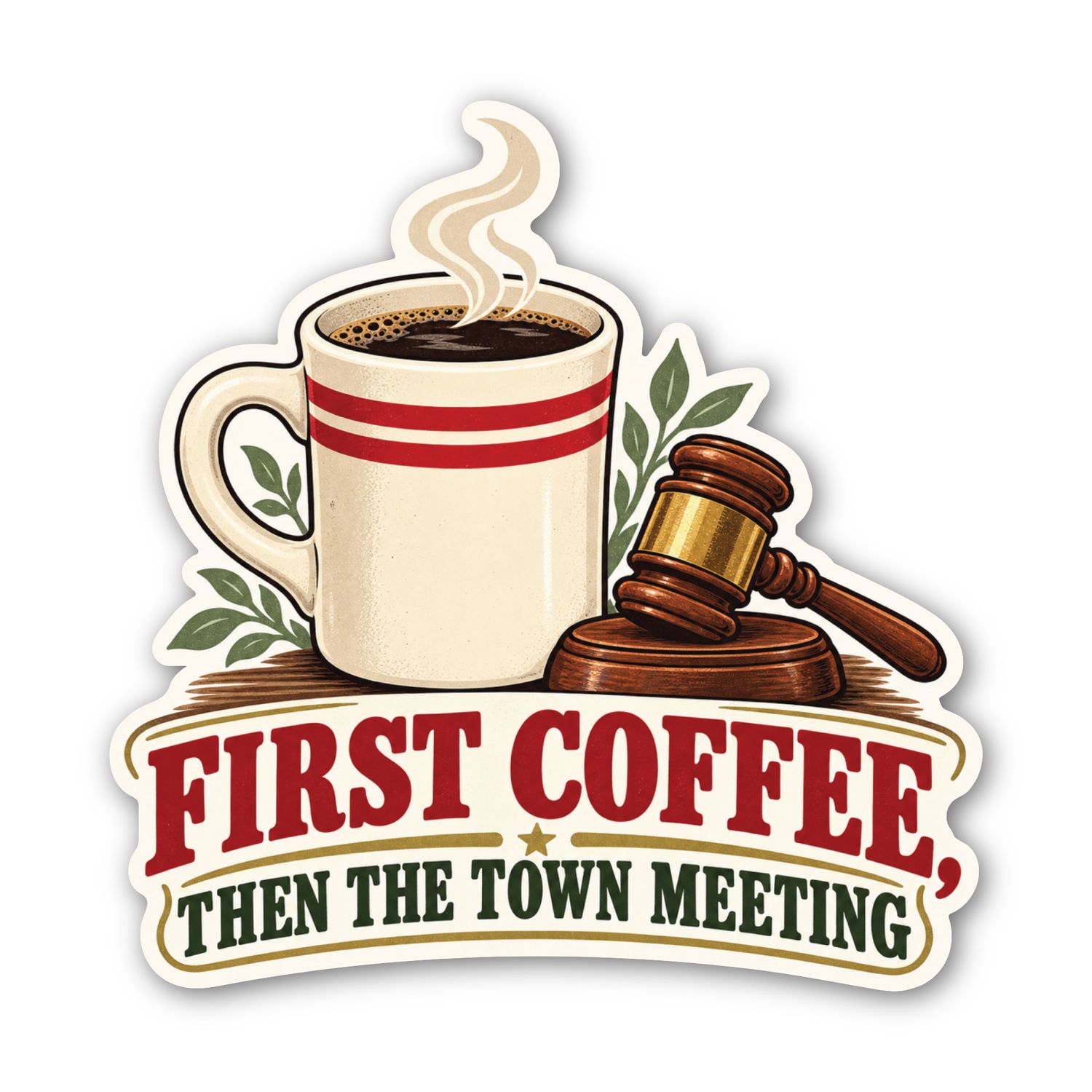 First Coffee, Then the Town Meeting Sticker