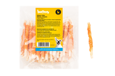BOOMY Select Hide Sticks Chicken 13cm Kauwsticks met Kip 400g