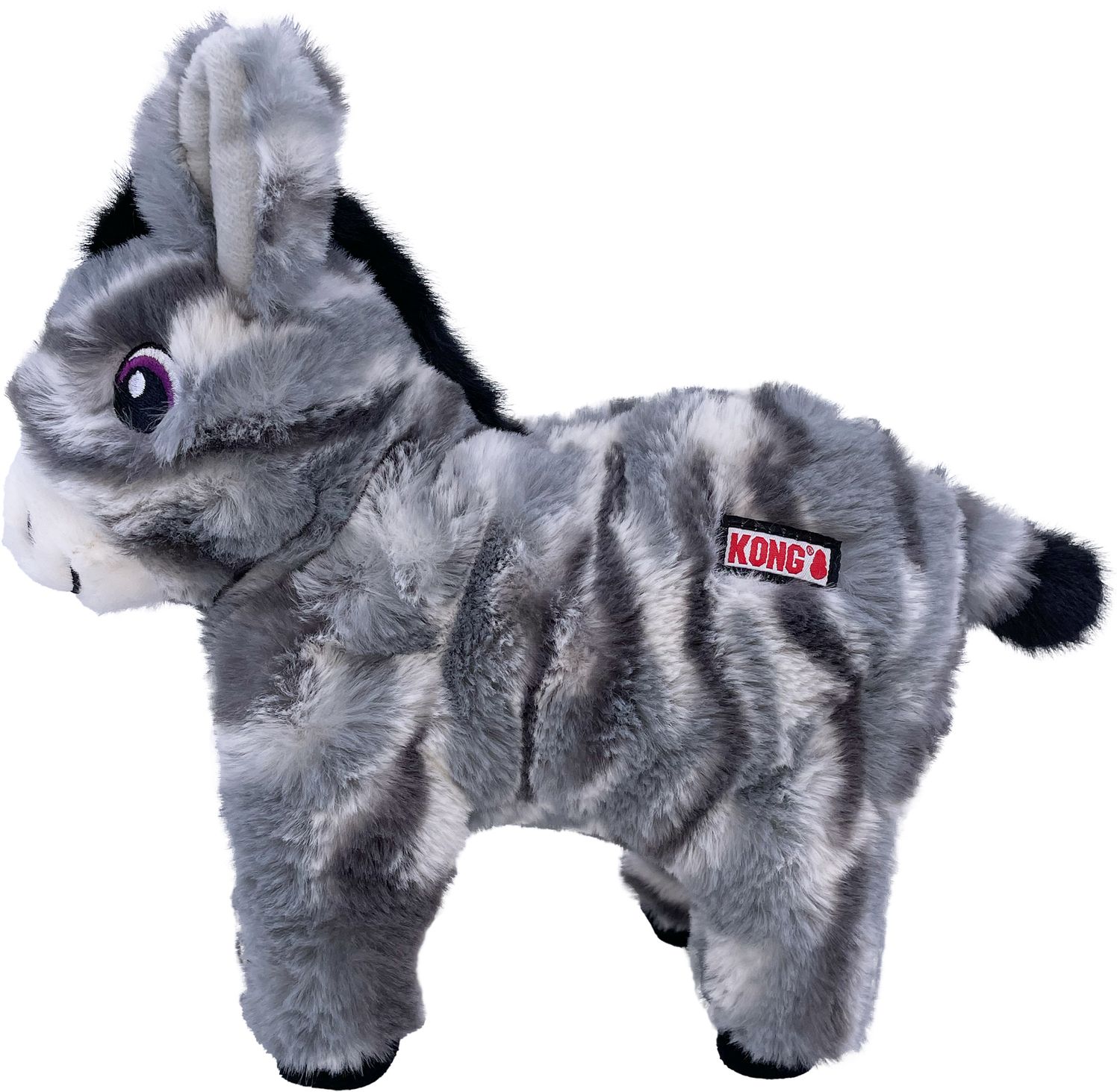 ​KONG® Speelgoed Low Stuff Stripes Ezel Grijs – Pluche hondenspeeltje met squeaker