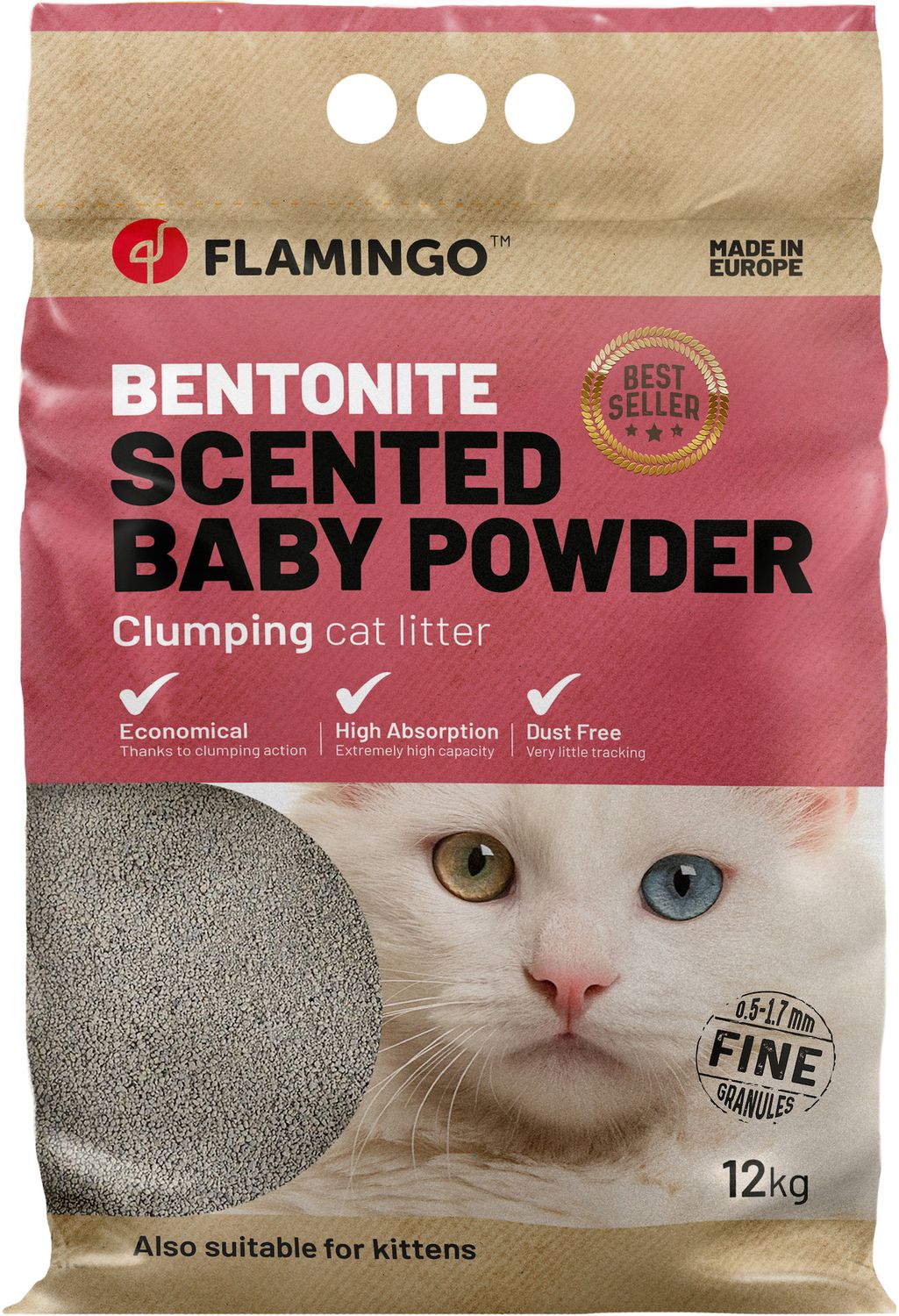 Kattenbakvulling Bentoniet met Babypoeder Fijne Korrels Klonterend