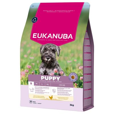 EUKANUBA droog hondenvoer voor puppy's van kleine rassen, rijk aan verse kip 3kg
