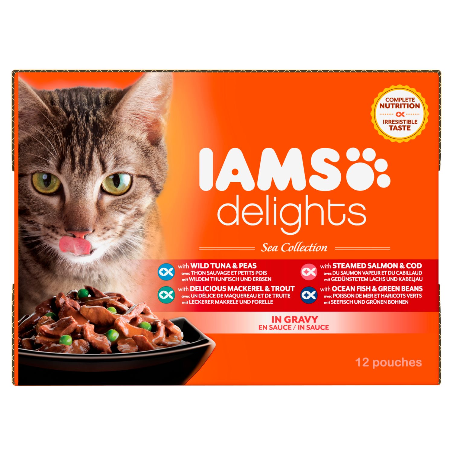 IAMS Delights Sea Collection voor Volwassen Katten in Saus