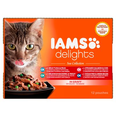 IAMS Delights Sea Collection voor Volwassen Katten in Saus