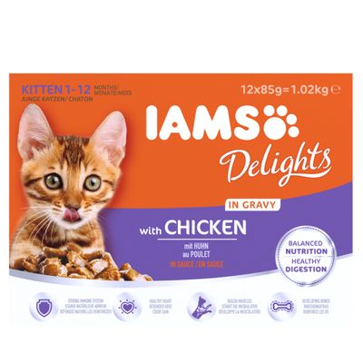 IAMS Delights Kitten &amp; Young Cat met Kip in Saus