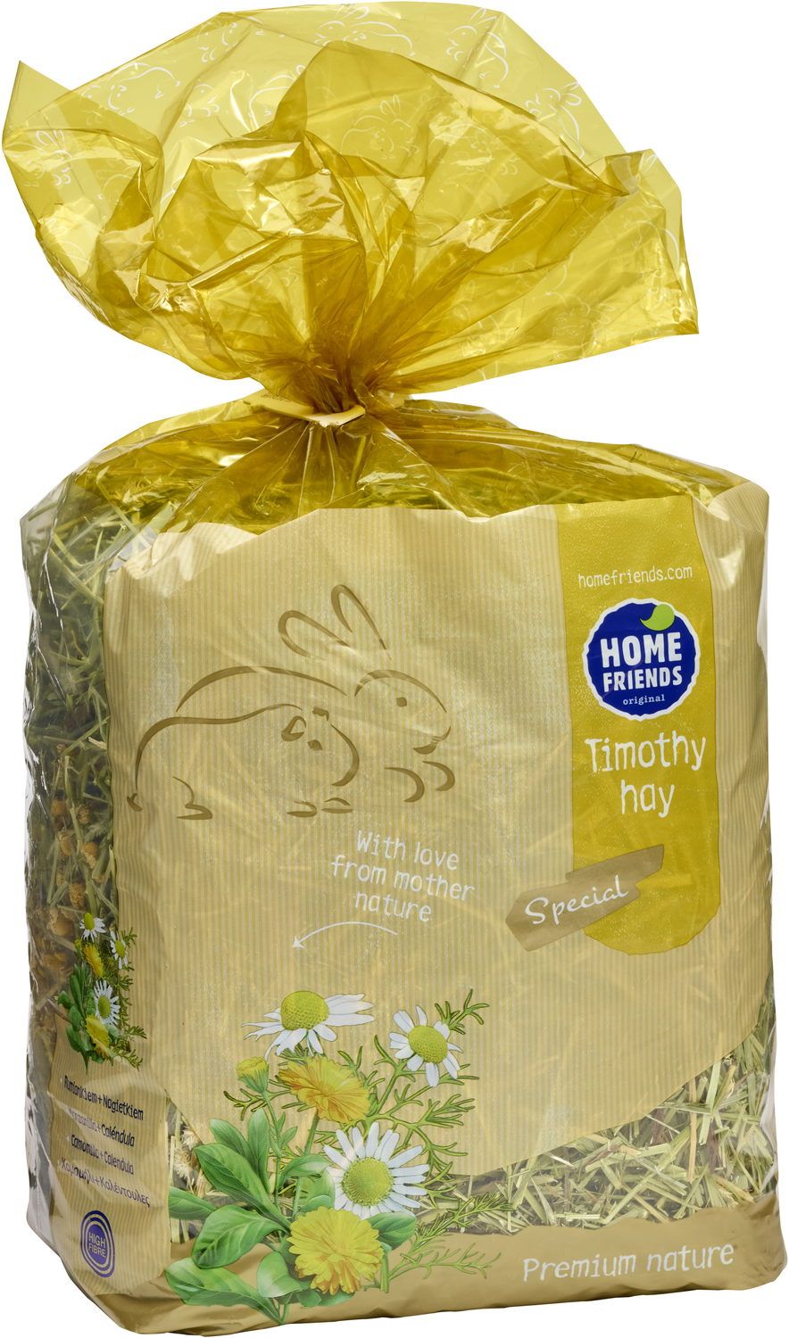 HomeFriends Timothy Hooi Kamille &amp; Goudsbloem 600g – Vezelrijk Hooi voor Konijnen &amp; Knaagdieren