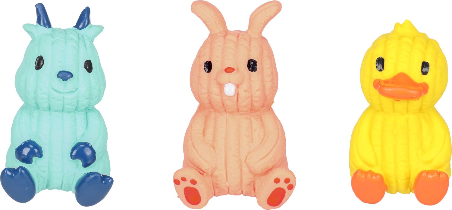 HS Rogeo Latex Dierenspeelgoed – Schaap, Konijn &amp; Eend met Squeaker
