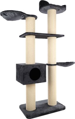 Krabpaal Sylvester Donkergrijs 197 cm – Luxe Krab- &amp; Klimpaal voor Katten