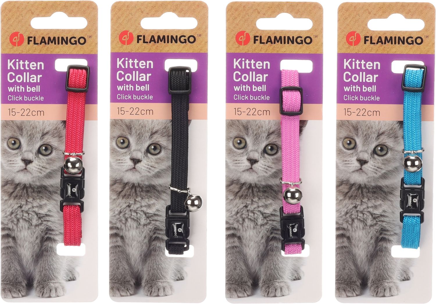 Kitten Halsband Libero – Elastisch Nylon met Kattenbelletje | Meerdere Kleuren