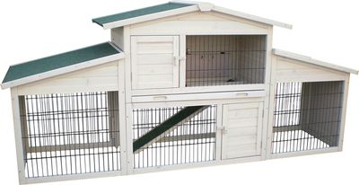 Konijnenhok Villa Scandic Grijs met Ren – 222 cm