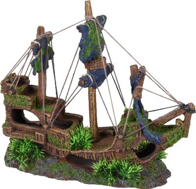 Aquariumdecoratie Moza Groen Scheepswrak