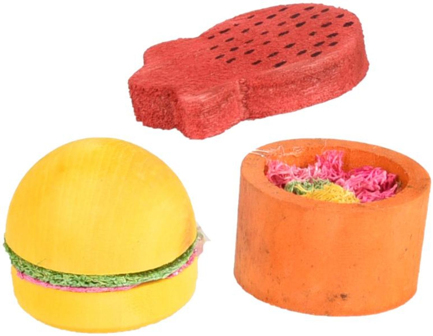 Flamingo Bernie Knaagdierspeelgoed Hout &amp; Loofah 3 Stuks