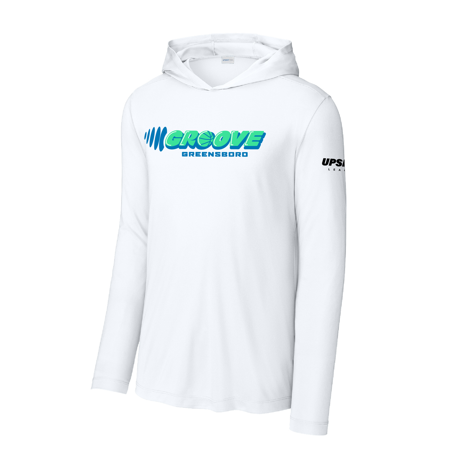 Performance Long Sleeve Hooded Lockup Tee White
