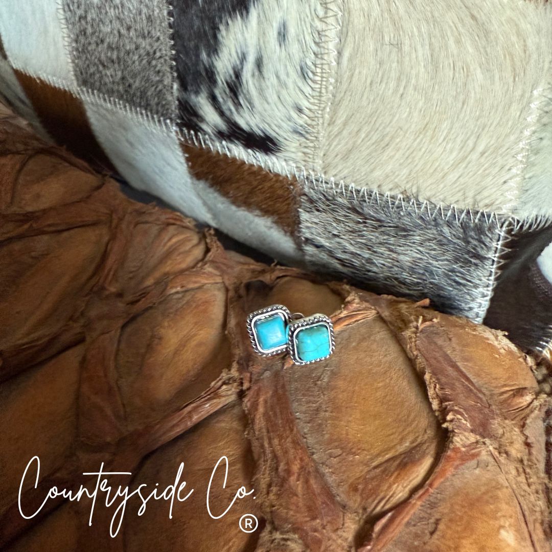Turquoise Square Stud  Earrings