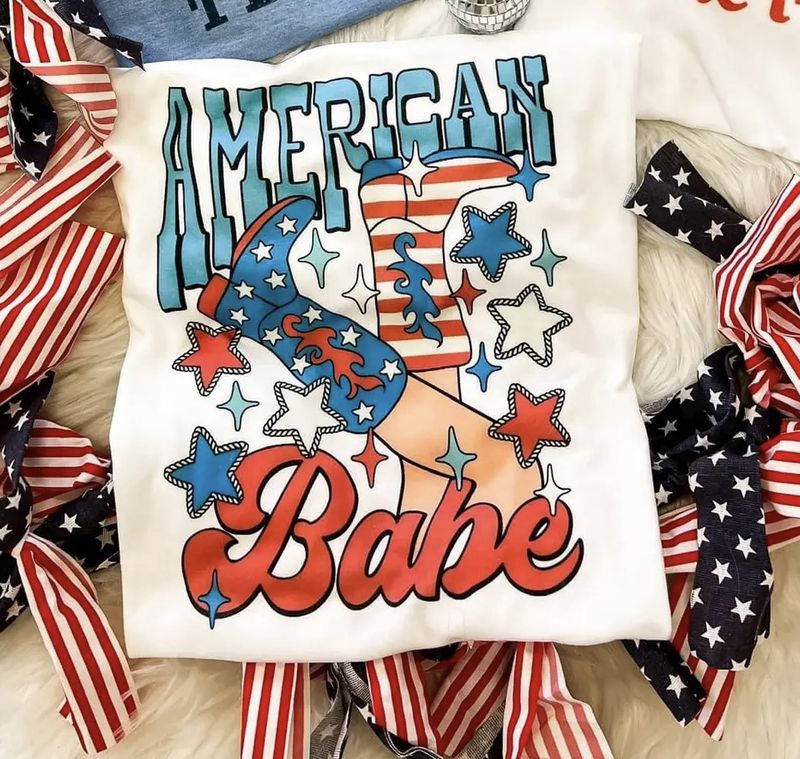 4th of July Tees: Small / American Babe Flag Boots