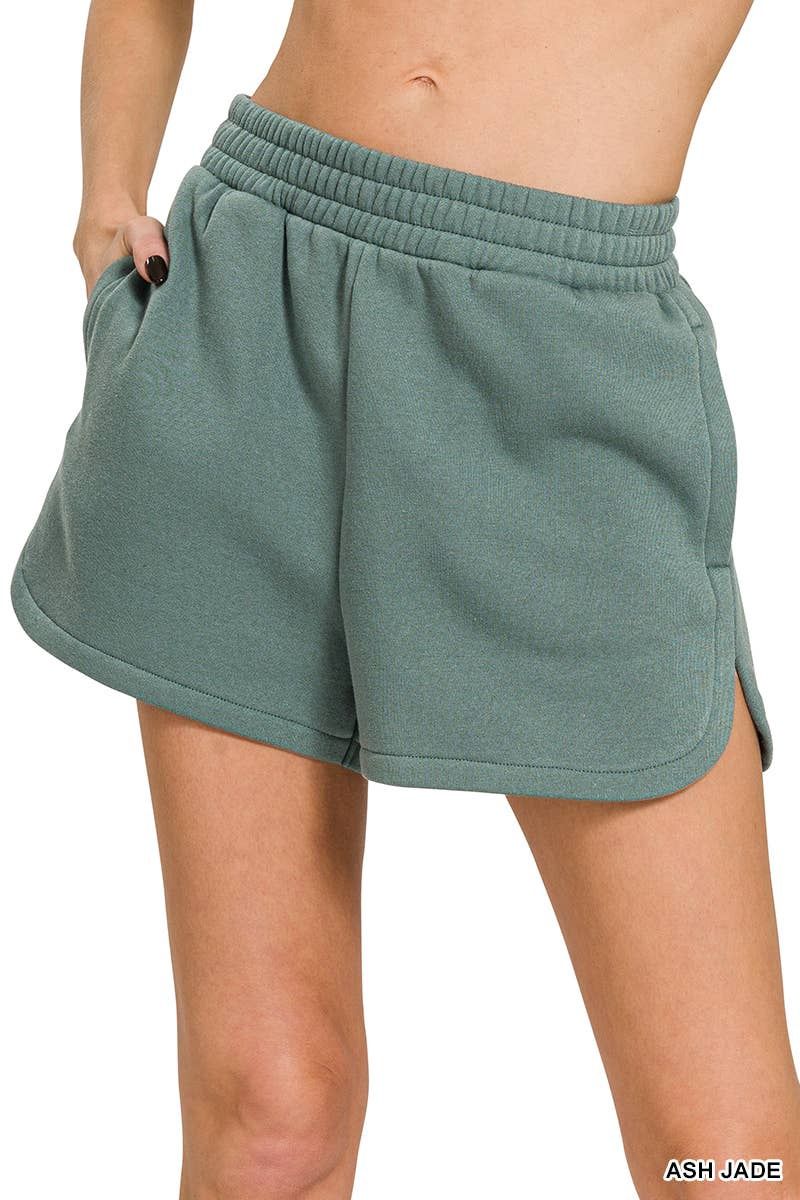 Fleece Shorts Acid Wash &amp; Solid: ASH JADE-177104, Size: Small