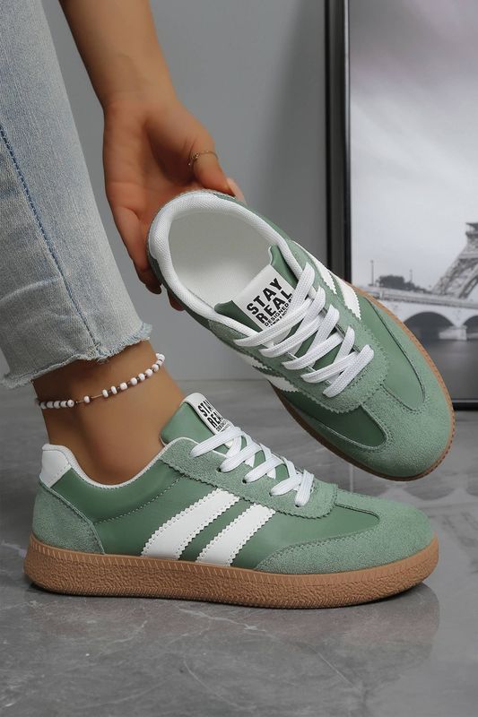 LDC Varsity Color Block Patchwork PU Leather Lace Up Shoes: Ashleigh