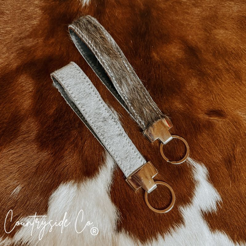 Wyoming Cowhide Wristlet Keychain