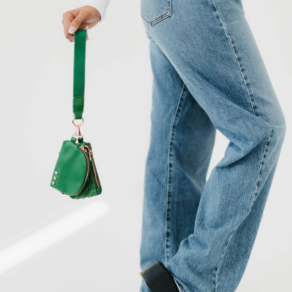 Wonderlust Woven Dual Pouch Wristlet: Emerald