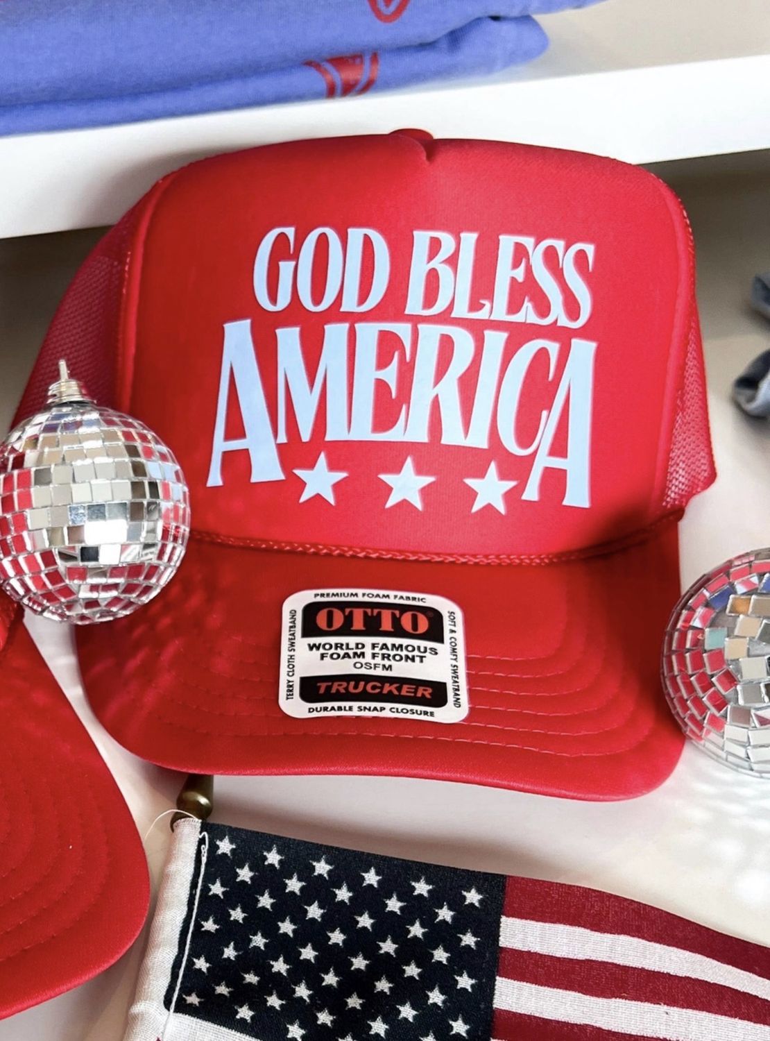 America USA July Fourth Trucker Hats: God Bless America