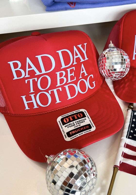 America USA July Fourth Trucker Hats: Bad Day to be a Hot Dog