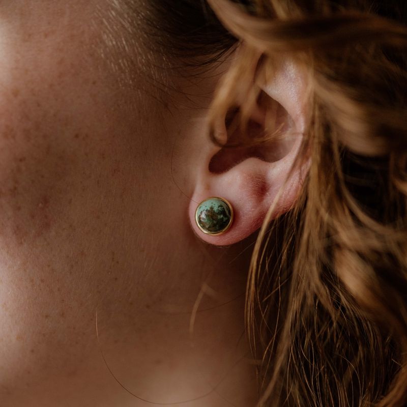 Hyalite Studs // Turquoise: 24K Gold Plate / 8mm