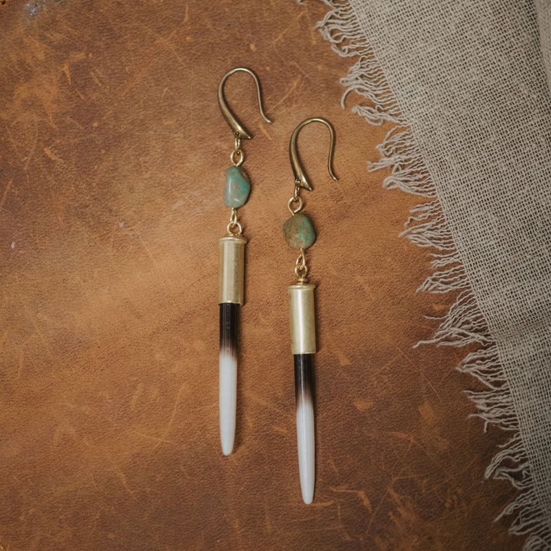 Yellowstone Beth Dutton Quill Earrings // Turq Hook Variant: Mostly White