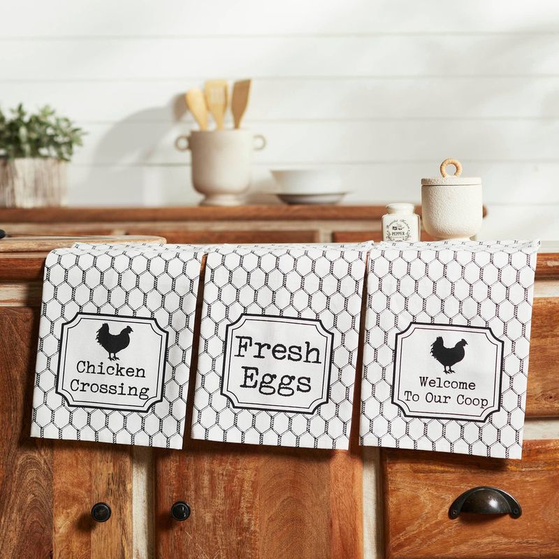 Farmhouse Chicken Kitchen Tea Towels Set of 3 Down Home