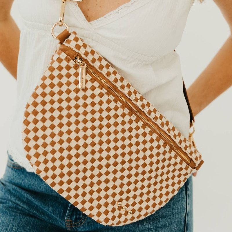 Westlyn Woven Bum Bag - TOP SELLER: Checkered Brown