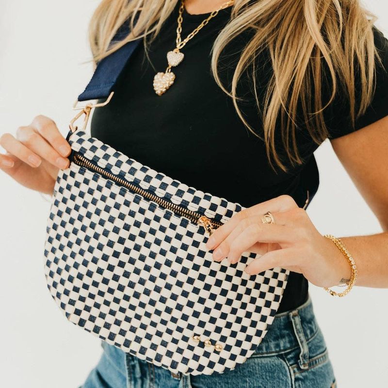 Westlyn Woven Bum Bag - TOP SELLER: Woven Checkered Navy