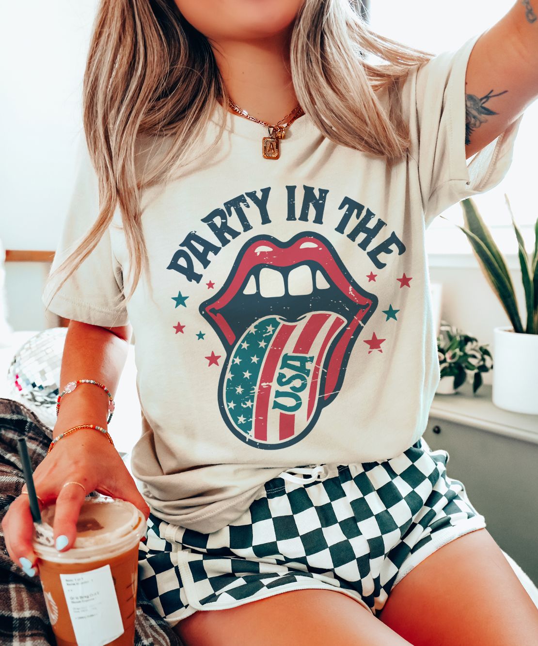 Party In The USA - Cream Tee, Size: Medium