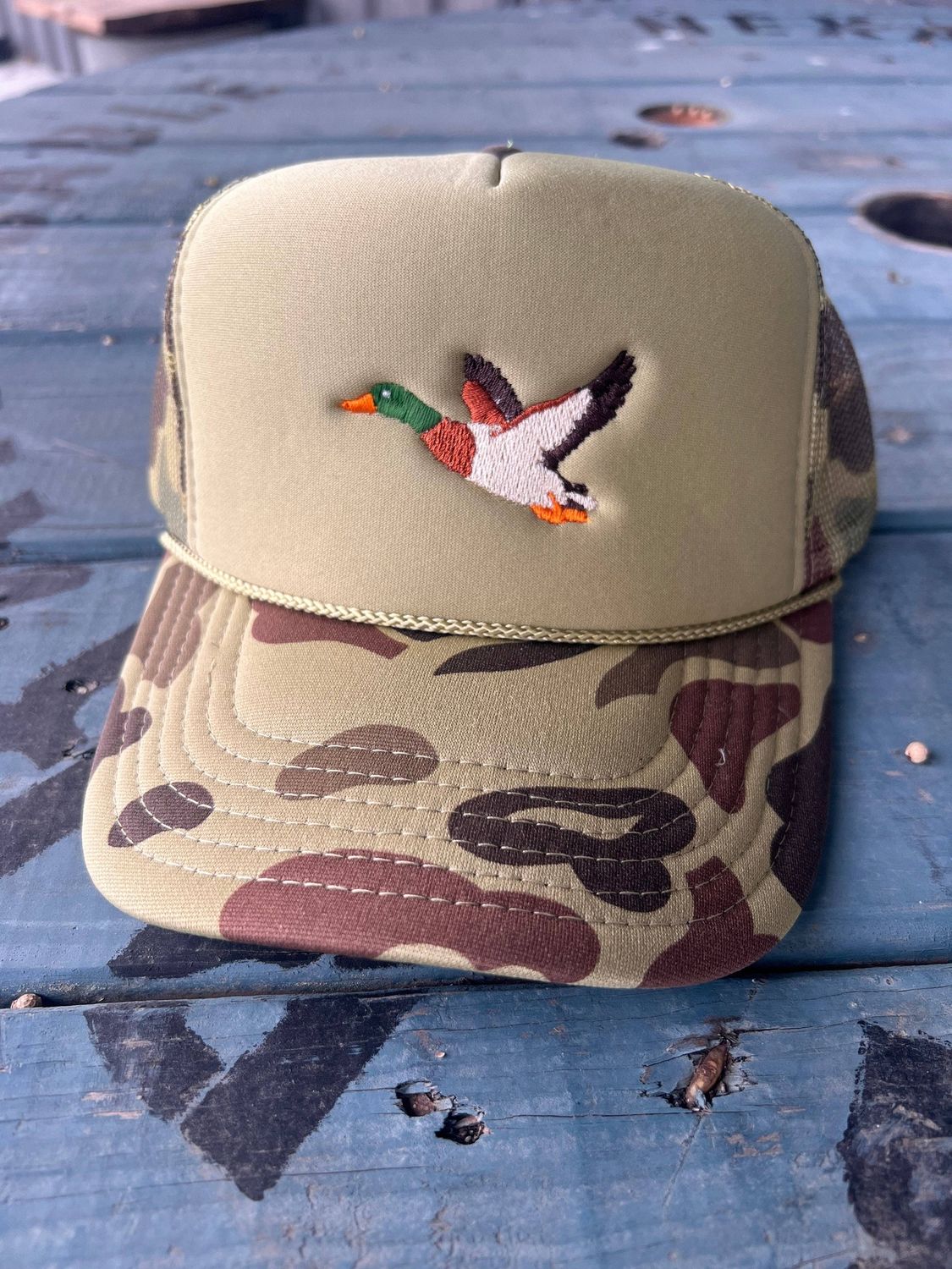 Mallard Duck Embroidery - Camo &amp; Olive Otto Trucker Hat