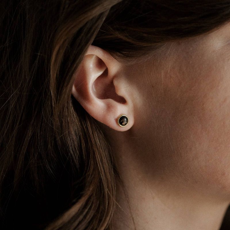 Hyalite Studs // Copper Obsidian: Brass / 6mm