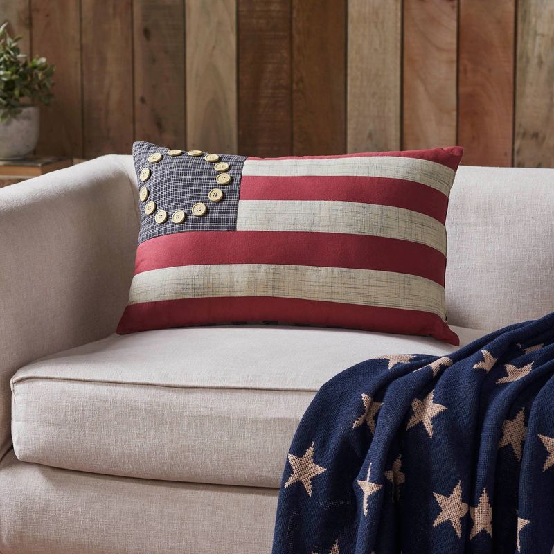 American Flag Patriotic Cotton Lumbar Pillow - 14x22