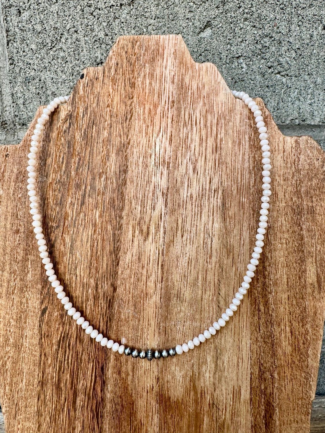 Western Boho Beige Choker With Navajo Pearls/Choker Necklace