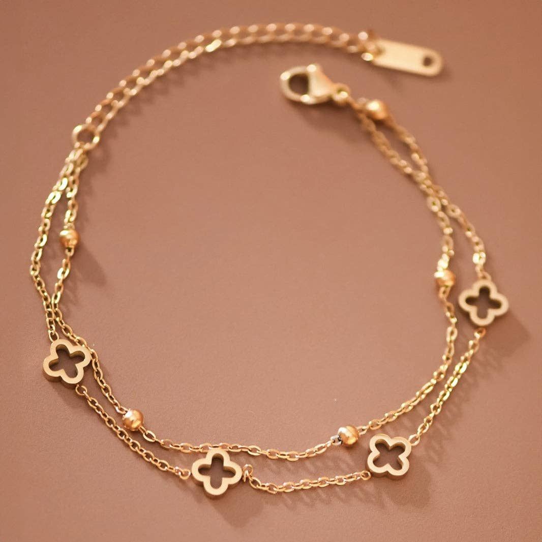 18K Gold PVD Plated Waterproof Stainless Steel Chain Bracelet - 7715: S0OX3T7715
