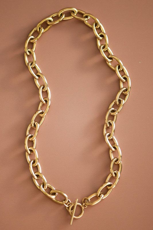 18K Gold Plated Waterproof Stainless Steel Chain Necklace - 7209: S0OX3T7209 Smooth Chain