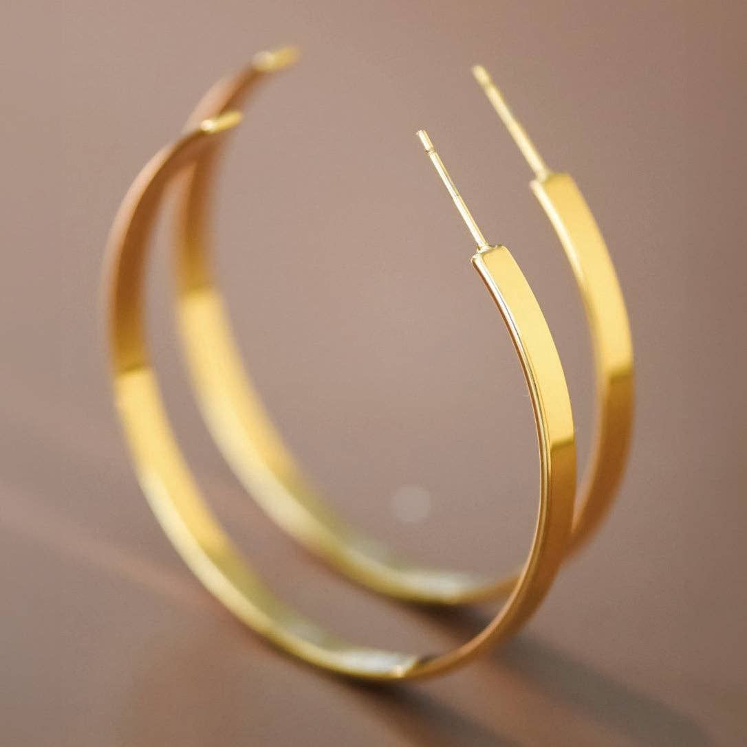 18K Gold PVD Plated Waterproof Stainless Steel Hoop Earrings - 7197: S0OX3T7197