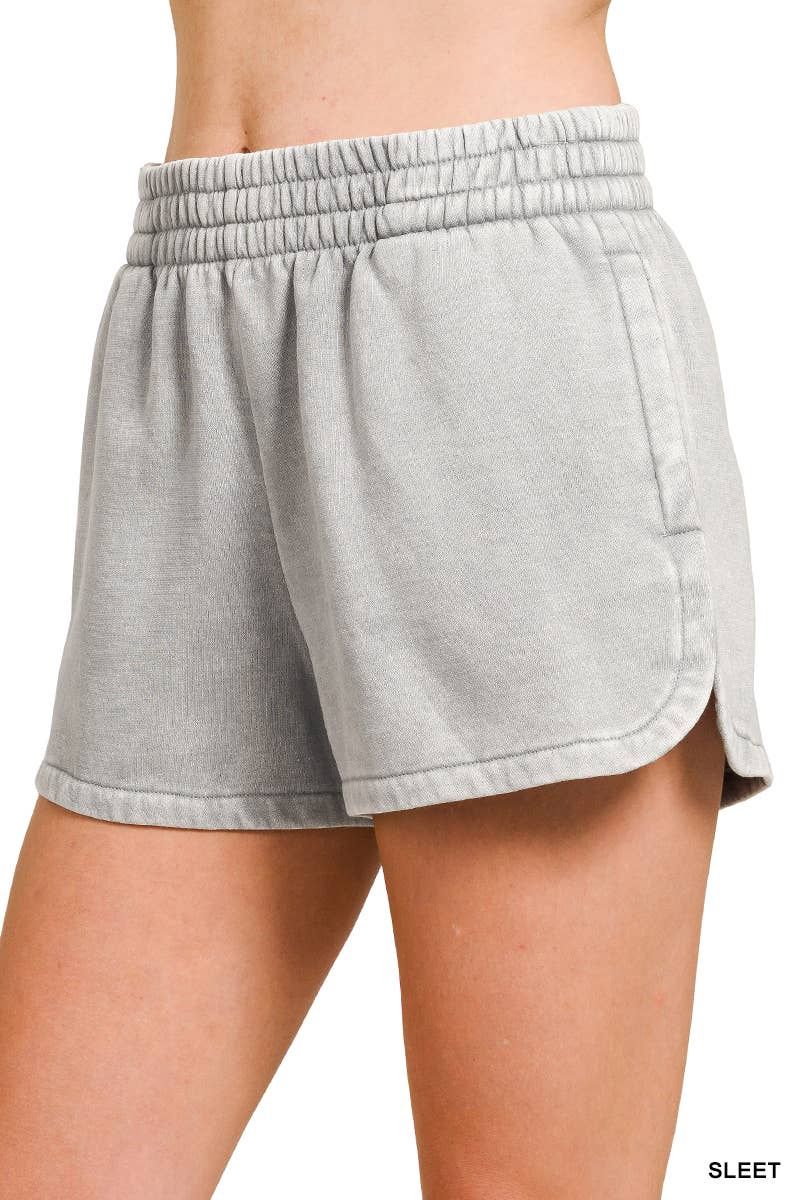 `Fleece Shorts Acid Wash &amp; Solid: SLEET-188648 / S, Size: Small