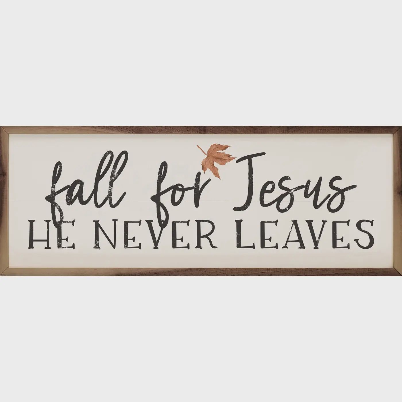 Fall For Jesus Leaf Horizontal White: 12 x 4 x 1.5