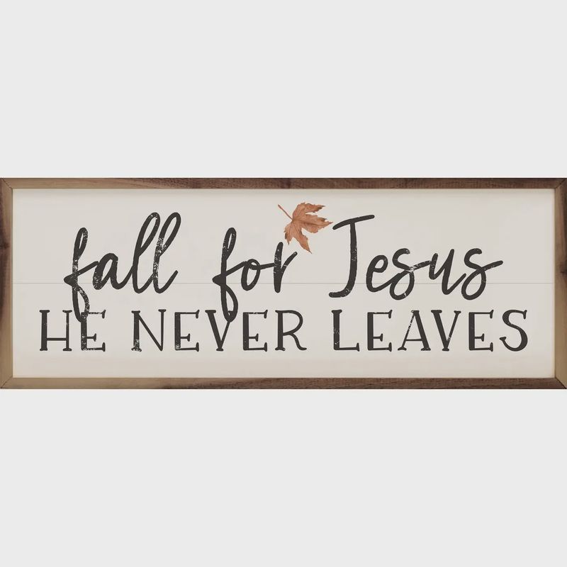 Fall For Jesus Leaf Horizontal White: 12 x 4 x 1.5