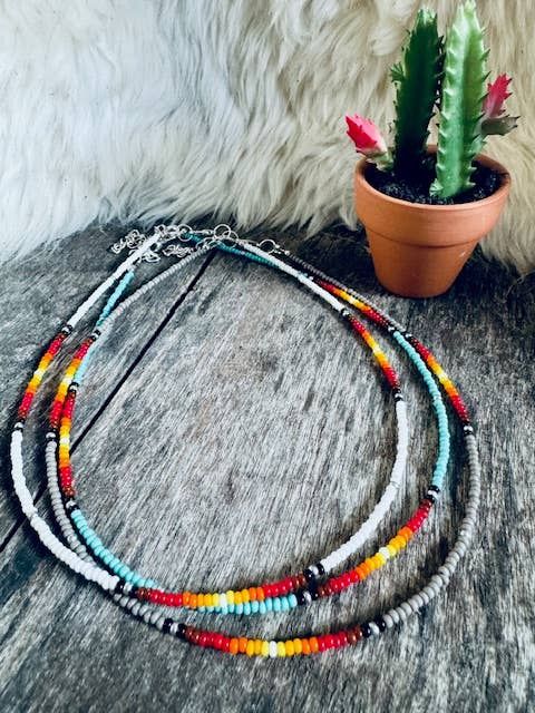 Beaded Choker/Seed Bead Chokers/Western Choker: Grey