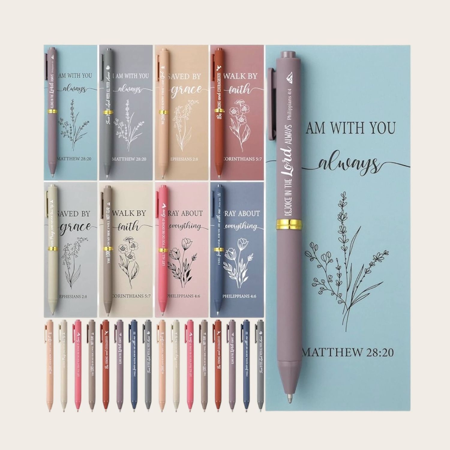 Christian Bible verse bookmark and pen set