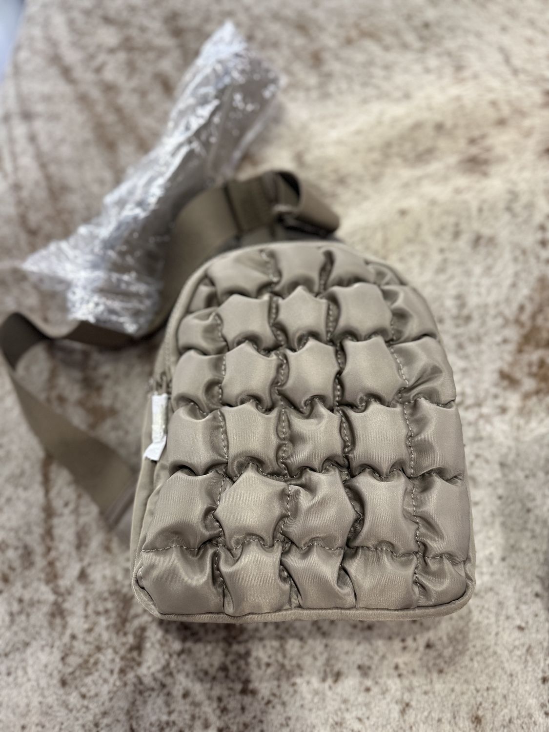 Quilted Sling Bag – Taupe